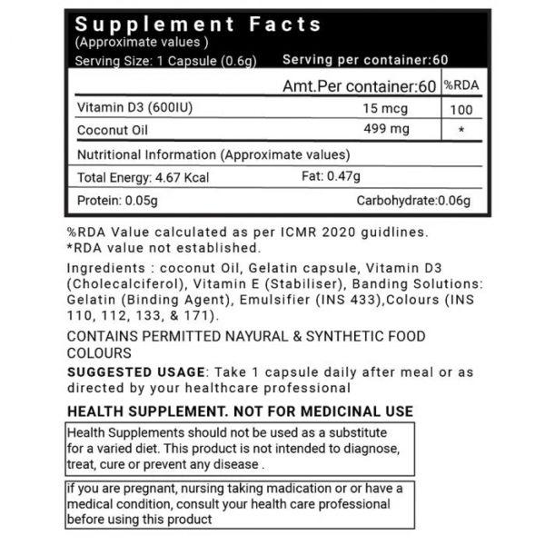 Inlife Vitamin D3 600 IU Cholecalciferol, 60Caps