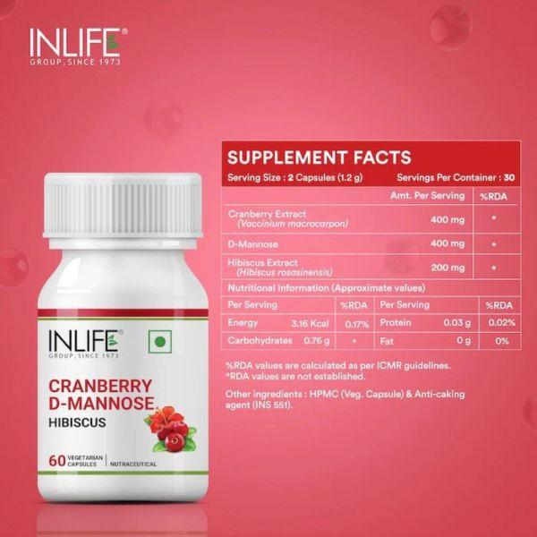 Inlife Cranberry D-Mannose Hibiscus, 60Caps