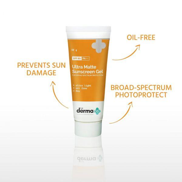 The Derma Co Ultra Matte Sunscreen Gel With SPF 60 PA+++, 50gm