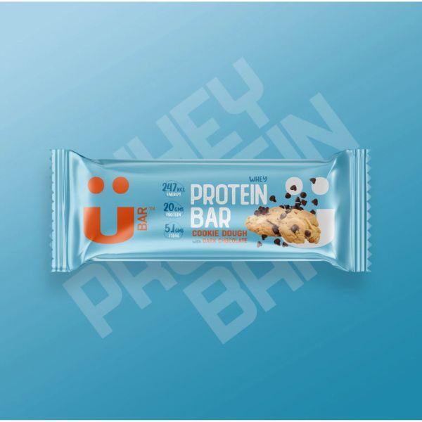 U Bar Salted Cookie Dough with Dark Chocolate Protein Bar, 60gm