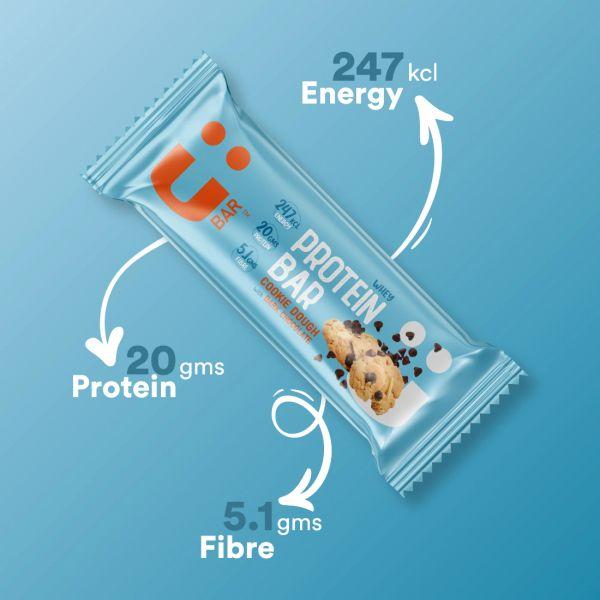 U Bar Salted Cookie Dough with Dark Chocolate Protein Bar, 60gm