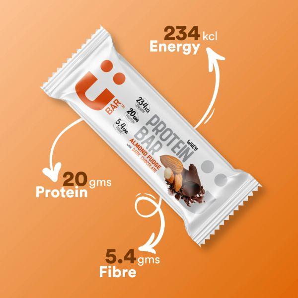 U Bar Salted Almond Fudge with Dark Chocolate Protein Bar, 60gm