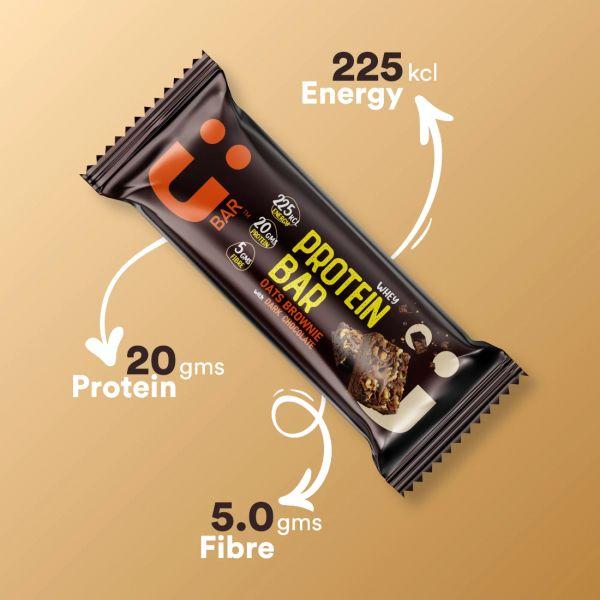 U Bar Salted Oats Brownie with Dark Chocolate Protein Bar, 60gm