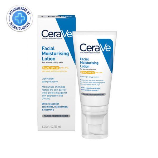 CeraVe AM Facial Moisturising Lotion With SPF 50 Sunscreen, 52ml