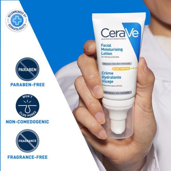 CeraVe AM Facial Moisturising Lotion With SPF 50 Sunscreen, 52ml