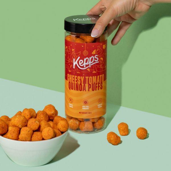 Kepps Cheesy Tomato Quinoa Puffs, 90gm