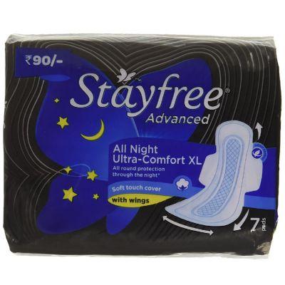 Stayfree Advanced All Night Ultra Comfort Sanitary Napkins With Wings, 7pcs (XL)