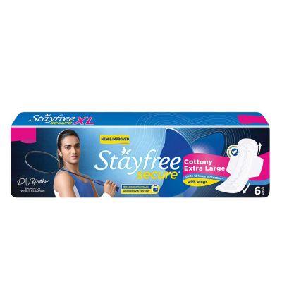 Stayfree Secure Dry Cover With Wings, 6pcs (XL)