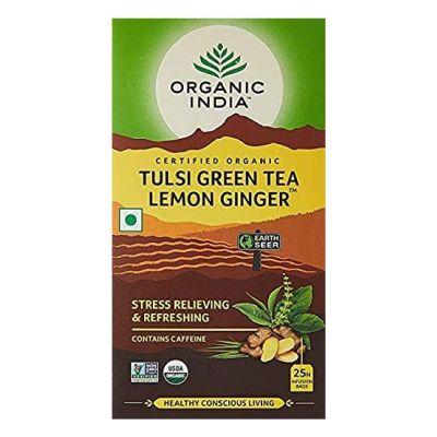 Organic India Tulsi Lemon Ginger Green Tea,25pcs