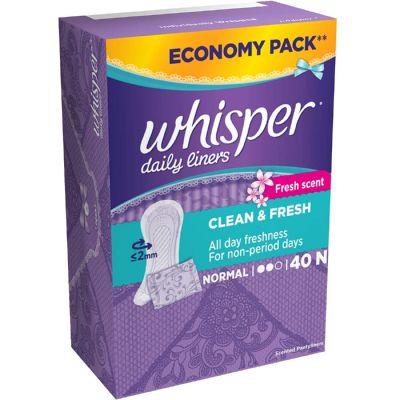 Whisper Normal Daily Liners, 40pcs