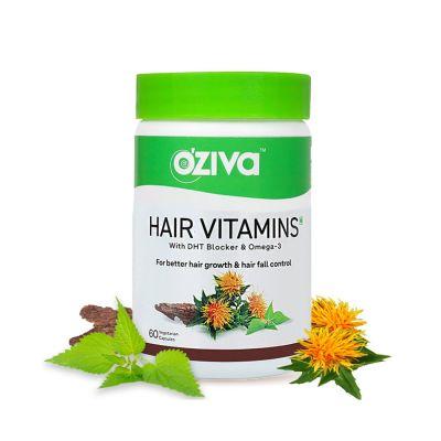 Oziva Hair Vitamin With DHT Blocker + Omega 3, 60caps