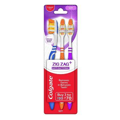 Colgate ZigZag Anti-Bacterial Toothbrush, 3pcs (Buy 2 Get 1)