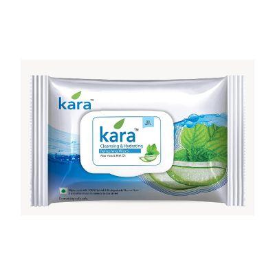 Kara Aloe Vera & Mint Oil Cleansing & Hydrating Face Wipes, 30pcs