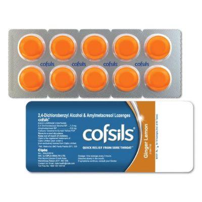 Cipla Cofsils Lozenges (Ginger Lemon Flavour), 10tabs