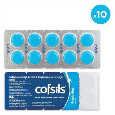 Cipla Cofsils Lozenges (Fresh Mint), 10tabs