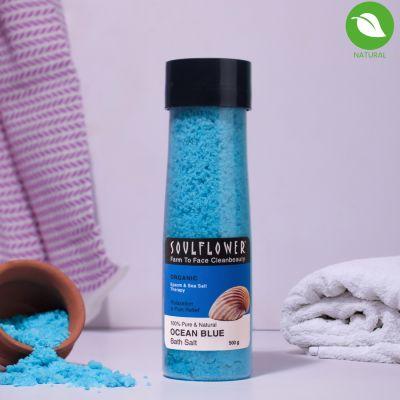 Soulflower Aromatherapy Bath Salt Ocean Blue, 500gm