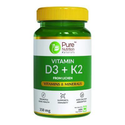 Pure Nutrition Vitamin D3 + K2, 60Veg Tabs