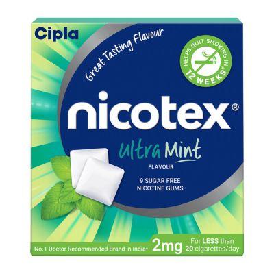 Nicotex Sugar Free Gum Ultra Mint Flavour 2mg, 9Tabs