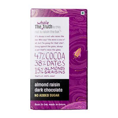 The Whole Truth Foods Dark Chocolate 55% with Almond and Raisin, 80gm