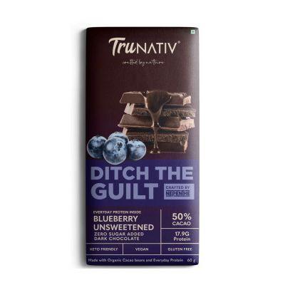 TruNativ x Ditch The Guilt Blueberry-Vegan Protein Chocolate, 60gm