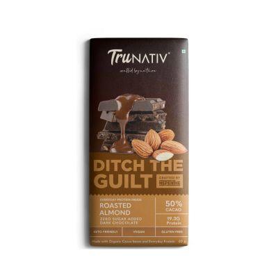 TruNativ x Ditch The Guilt Roasted Almonds-Vegan Protein Chocolate, 60gm