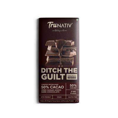 TruNativ x Ditch The Guilt 50% Cacao-Vegan Protein Chocolate, 60gm