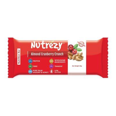 Nutrezy Almond Cranberry Crunch Bar-40gm