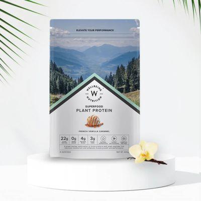 Wellbeing Nutrition Superfood French Vanilla Caramel Plant Protein, 500gm