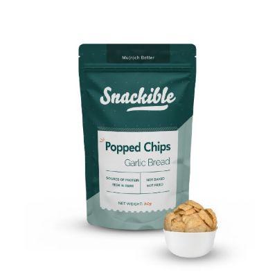 Snackible Garlic Bread Chickpea Popped Chips, 30gm