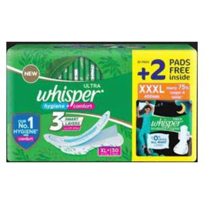 Whisper Ultra Clean XL Plus Wings, 28pcs