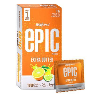 Manforce Epic Extra Dotted Premium Condoms (Fruit Punch), 1pack