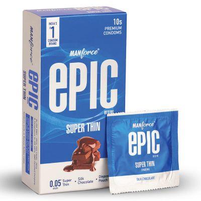 Manforce Epic Desire Super Thin Premium Condoms (Silk Chocolate Flavour), 1pack