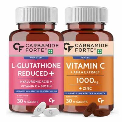 Carbamide Forte L Glutathione Reduced & Vitamin C From 1000 mg Amla Extract & Zinc, 30tabs(Set of 2)