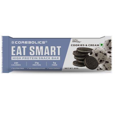 Corebolics Eat Smart High Protein Bar (Cookies & Cream), 60gm