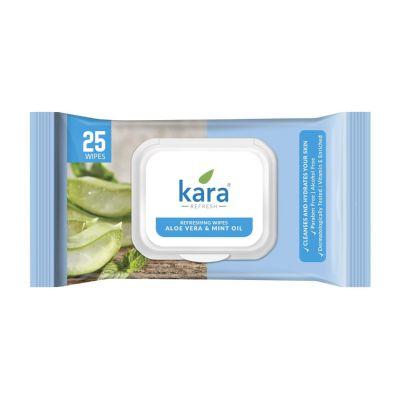 Kara Aloe Vera & Mint Oil Refreshing Wipes, 25pcs