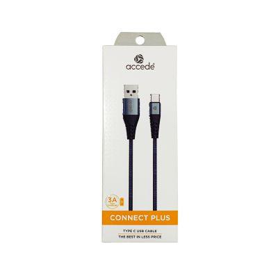 Accede 3A Connect Plus Type C 1mtr USB Cable (Grey), 1pc