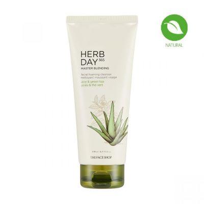 The Face Shop Herb Day 365 Master Blending Foaming Cleanser - Aloe & Greentea, 170ml